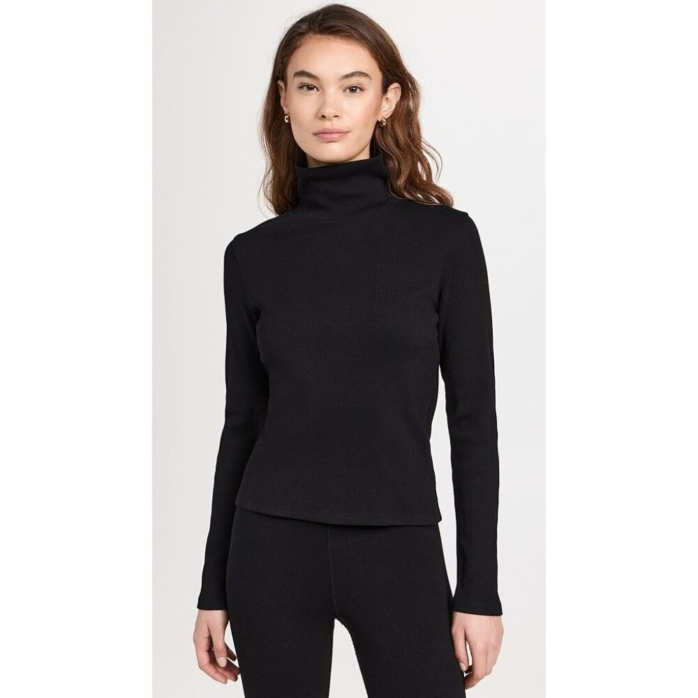 DONNI. Black Long Sleeve Turtleneck Top